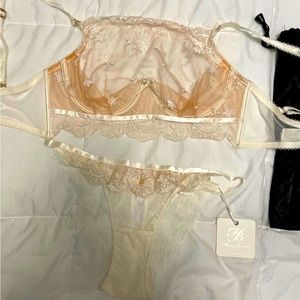 Honey Birdette Bra, Thong and Garter Set